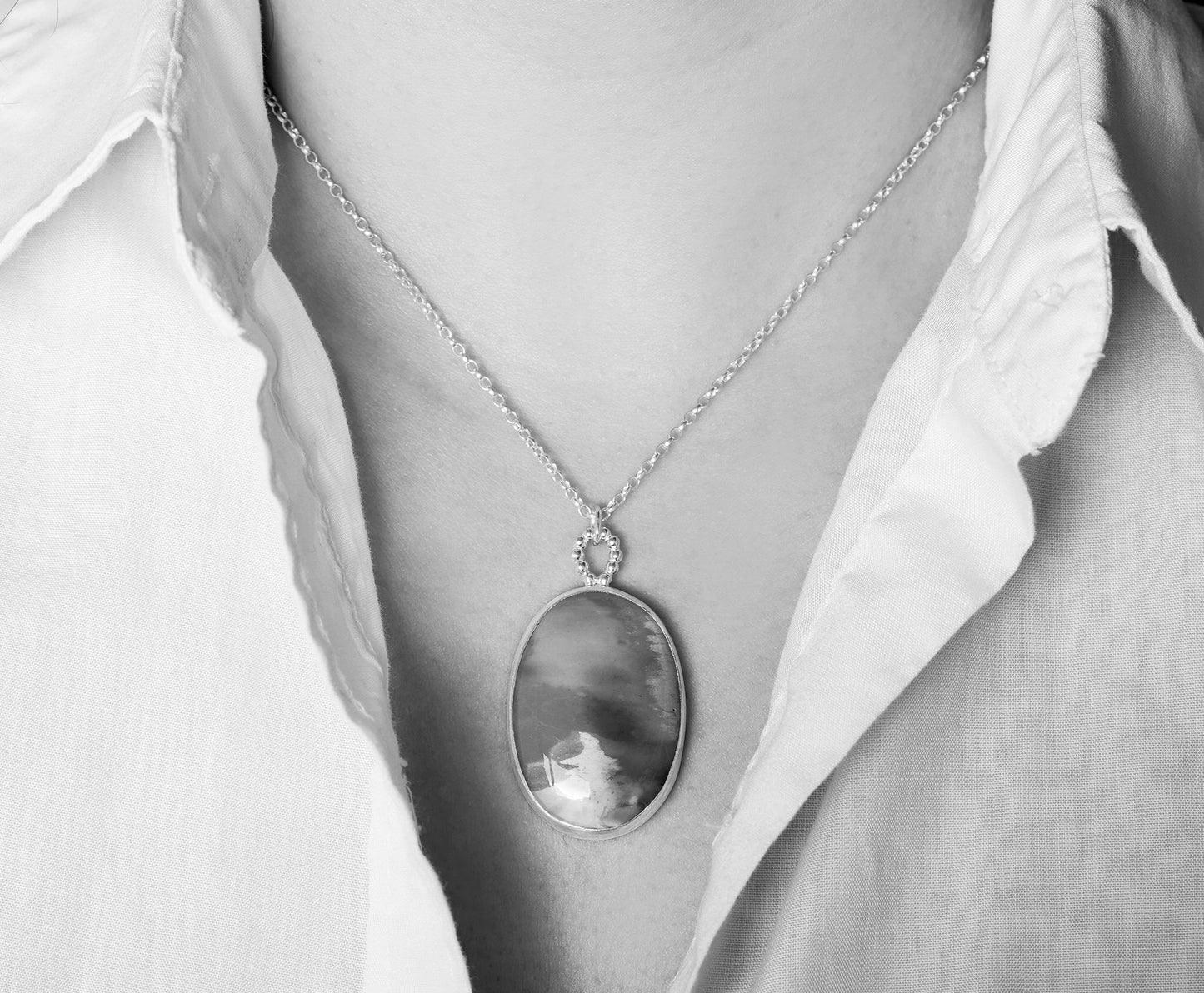 Egg Yolk Jasper Necklace in Sterling Silver, One Of A Kind Necklace