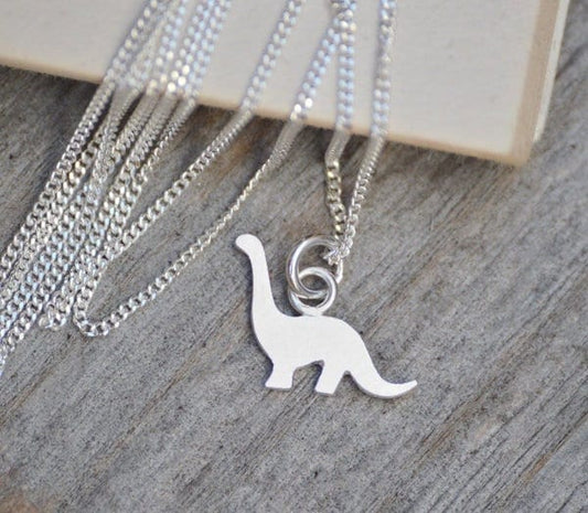 Dinosaur Necklace, Brontosaurus Necklace in Sterling Silver