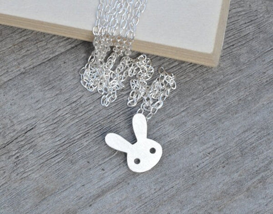Rabbit Necklace in Sterling Silver, Silver Bunny Necklace