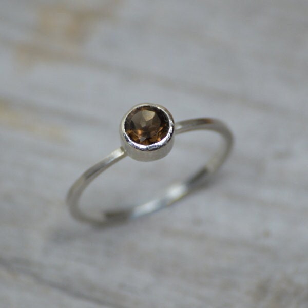 Smoky Quartz Ring in Solid Sterling Silver