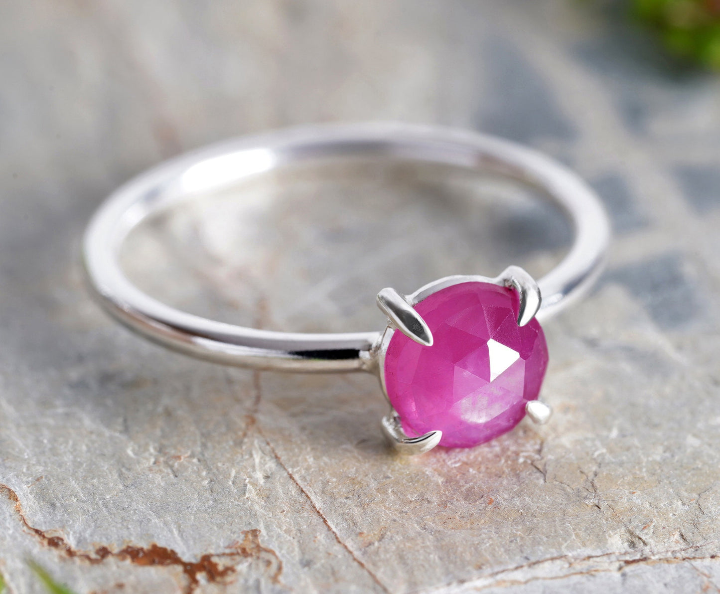 Pink Sapphire Ring, 6mm Sapphire Ring in Rose Pink, Prong Set Pink Sapphire Ring