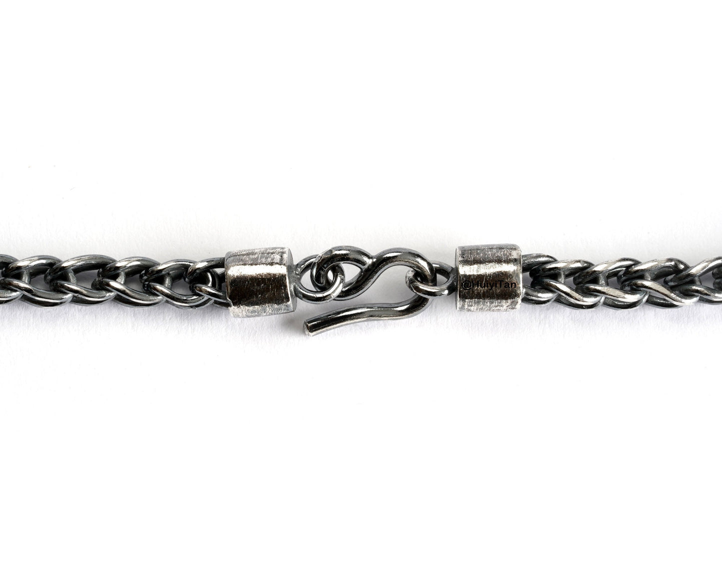 Foxtail Bracelet in Oxidised Sterling Silver, 4mm Foxtail Bracelet in Black Silver, 9" Long Bracelet