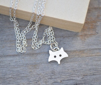 Fox Necklace in Sterling Silver, Silver Fox Necklace