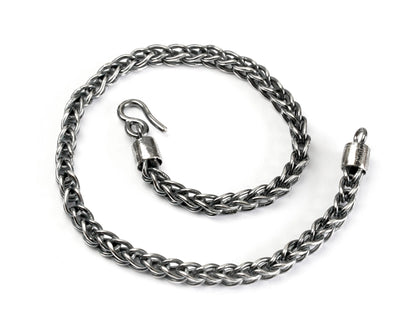 Foxtail Bracelet in Oxidised Sterling Silver, 4mm Foxtail Bracelet in Black Silver, 9" Long Bracelet