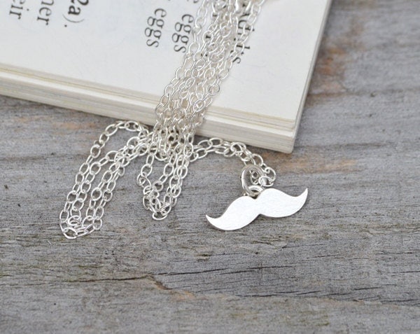 Moustache Necklace in Sterling Silver, Silver Moustache Necklace