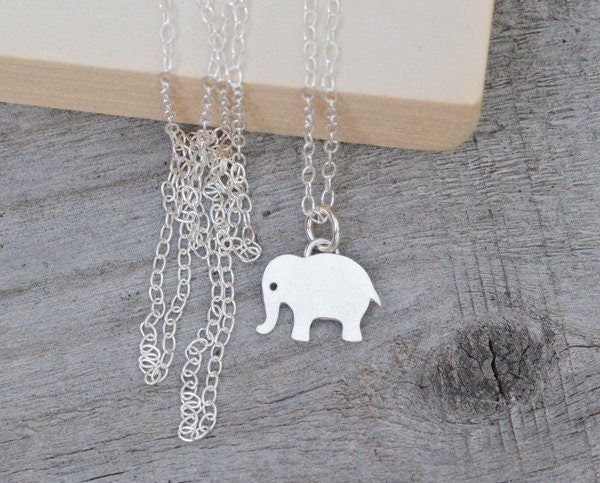 Elephant Necklace in Sterling Silver, Silver Animal Necklace