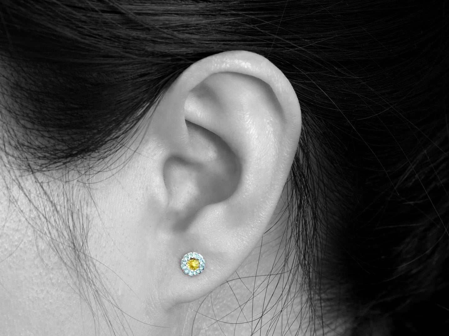 Daisy Sapphire Stud Earring, Small Sapphire Ear Post