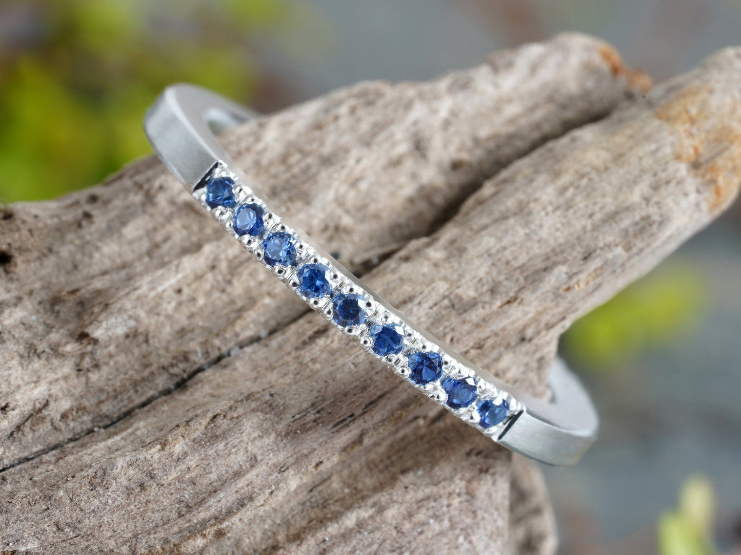Sapphire Eternity Wedding Ring, Sapphire Anniversary Ring, Sapphire Wedding Band, Pave Set Sapphire Ring, Made to Order