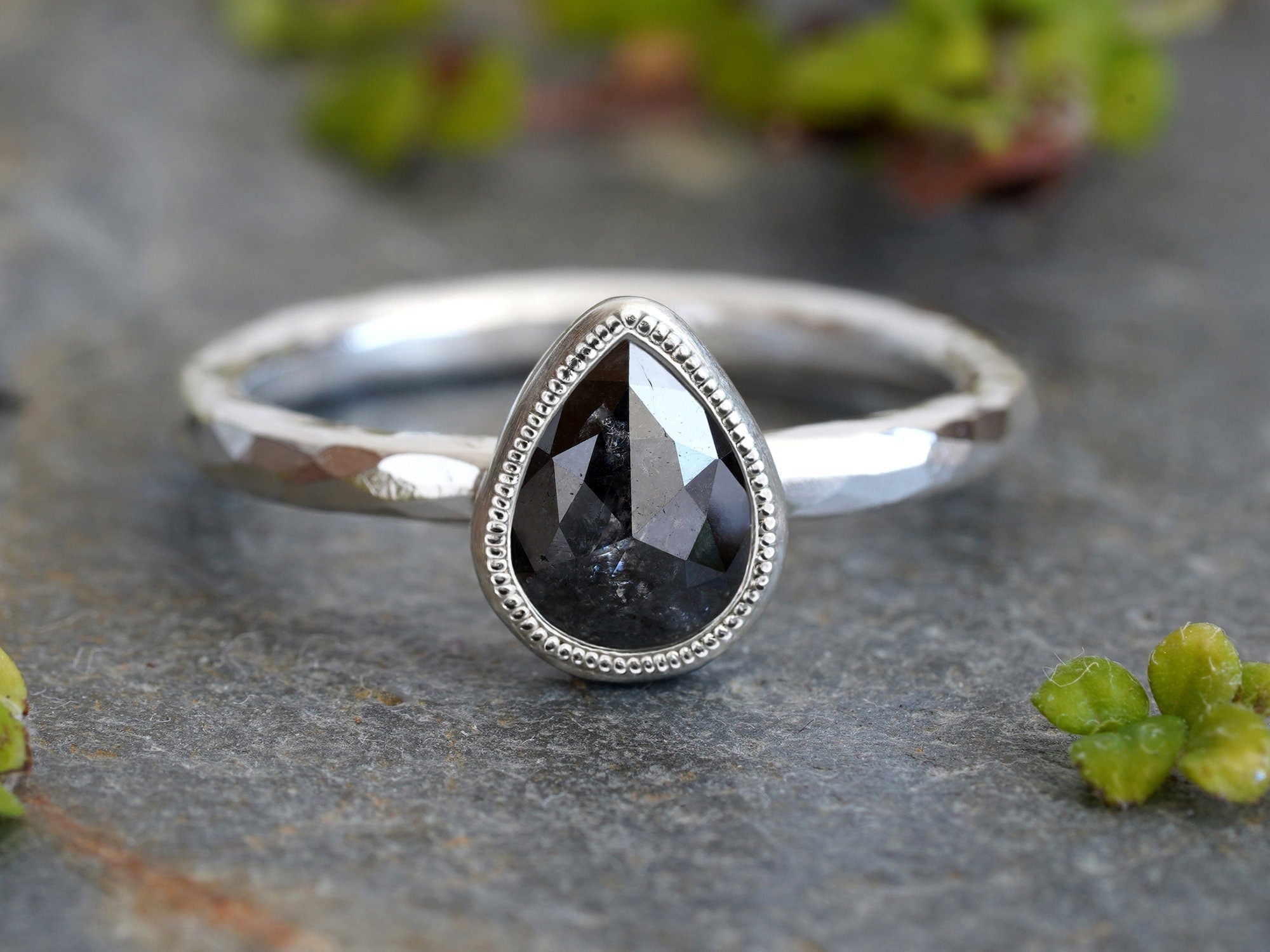 Small black diamond 2025 engagement rings