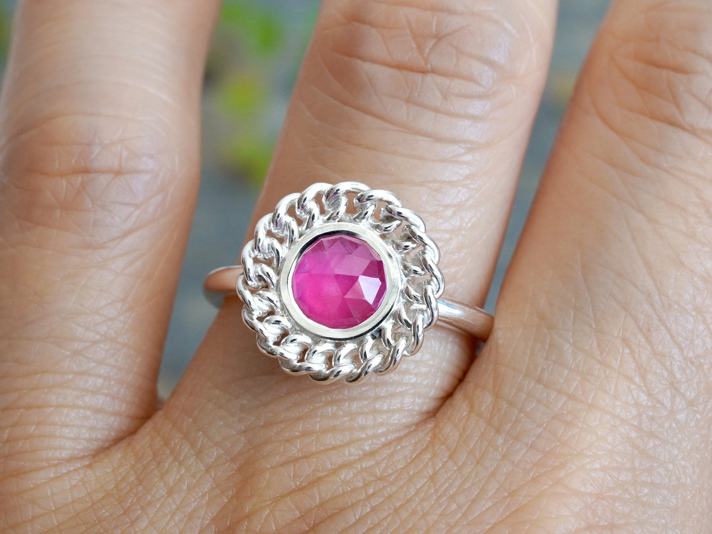 Pink Sapphire Ring in Sterling Silver