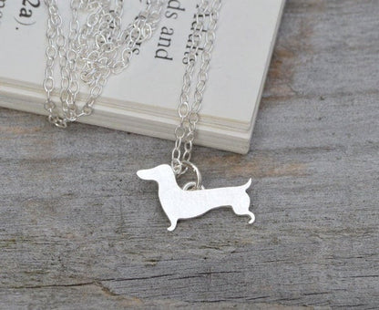 Dachshund Necklace in Sterling Silver, Sausage Dog Necklace
