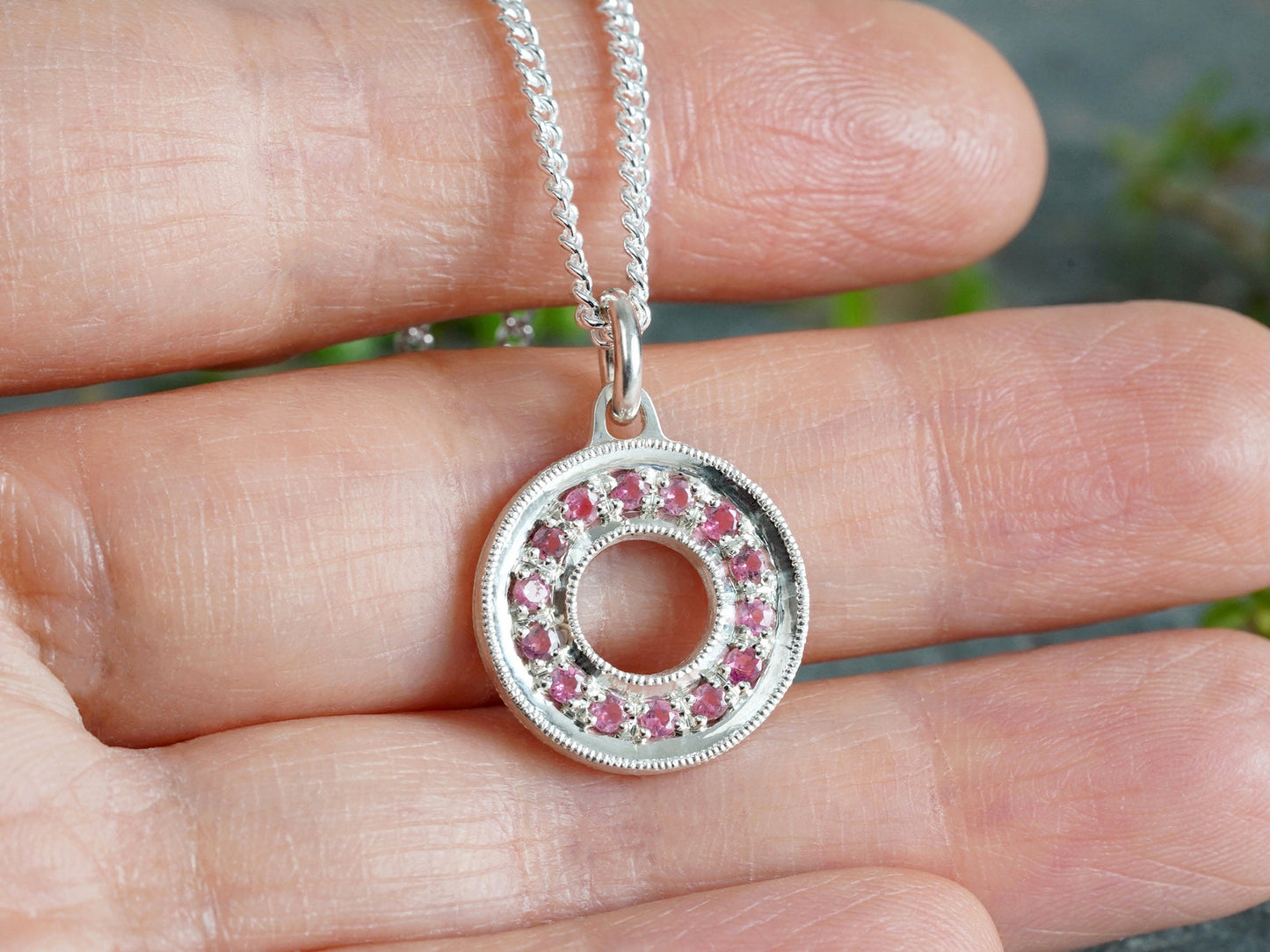 Eternity Tourmaline Necklace in Sterling Silver, Pink Tourmaline Necklace, Infinity Tourmaline Necklace