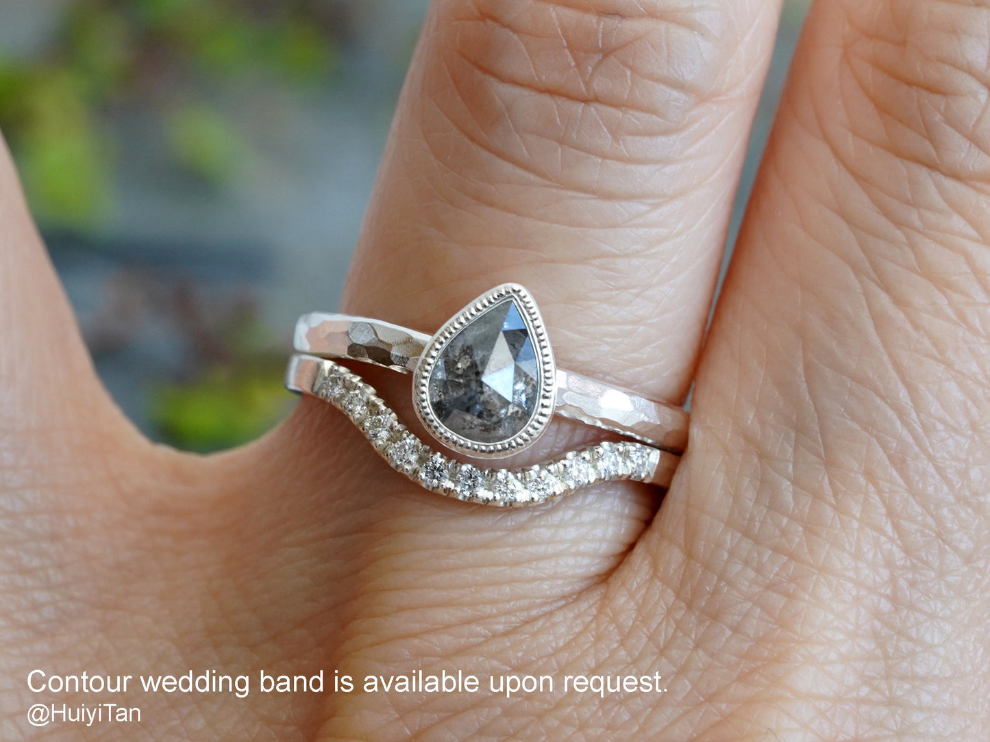 0.7ct Salt and Pepper Diamond Engagement Ring, Rose Cut Diamond Engagement Ring, Small Diamond Ring