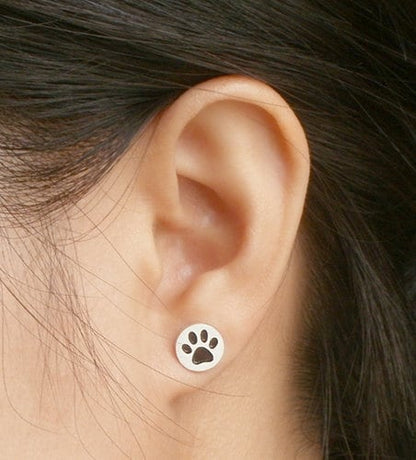 Pawprint Stud Earrings, Silver Pawprint Ear Studs