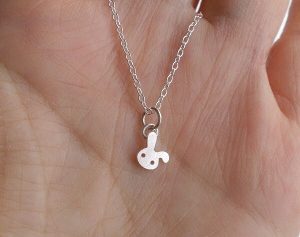 Rabbit Necklace, Floppy Ear Rabbit Necklace, Silver Bunny Necklace