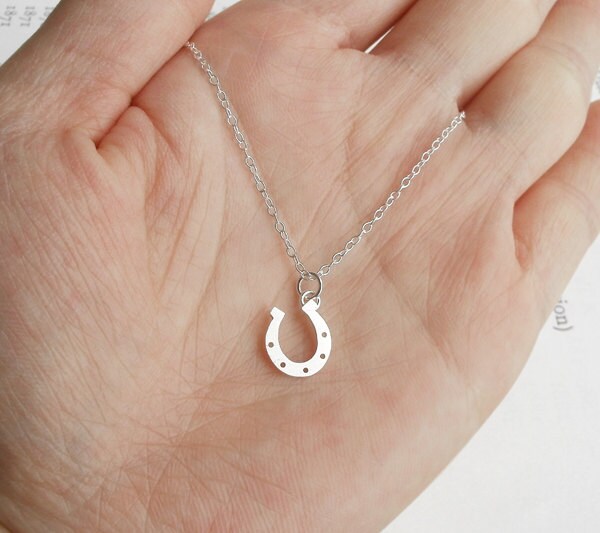 Lucky Horseshoe Necklace in Sterling Silver, Silver Horseshoe Necklace
