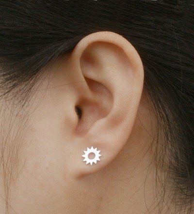 Sunshine Stud Earrings in Sterling Silver, Silver Sunshine Ear Posts