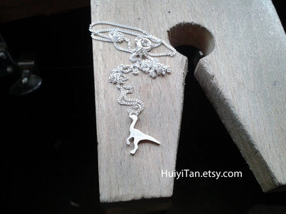 Dinosaur Necklace in Sterling Silver, Leaellynasaura Necklace