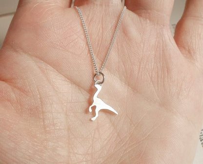 Dinosaur Necklace in Sterling Silver, Leaellynasaura Necklace