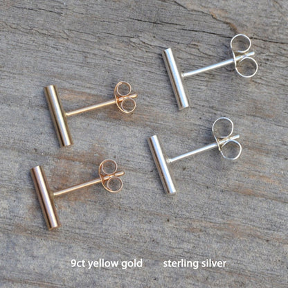 Simple Stick Stud Earrings in Sterling Silver, Bar Ear Posts