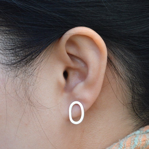 Cocoon Shape Stud Earrings in Sterling Silver