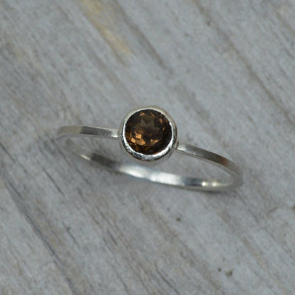 Smoky Quartz Ring in Solid Sterling Silver