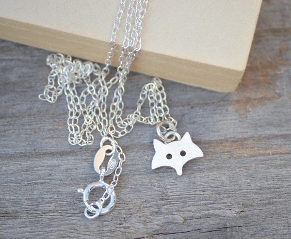 Fox Necklace in Sterling Silver, Silver Fox Necklace