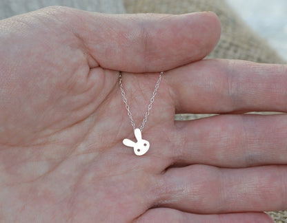 Rabbit Necklace in Sterling Silver, Silver Bunny Necklace