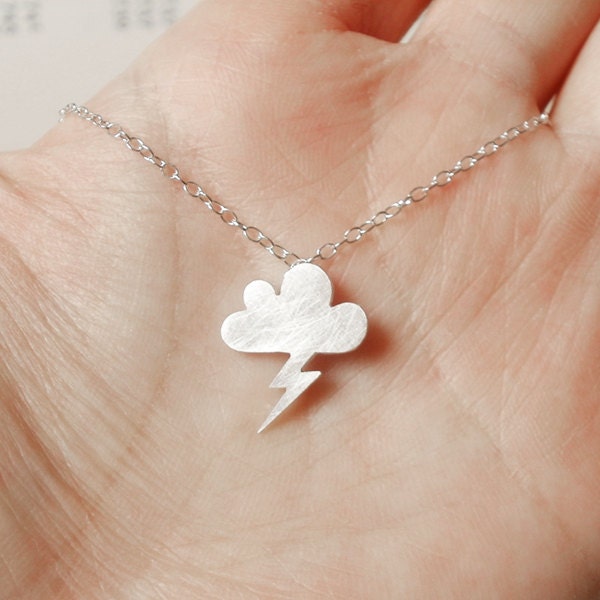 Lightning Cloud Necklace in Silver, Silver Lightning Cloud Necklace