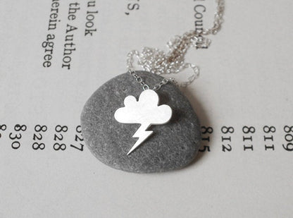 Lightning Cloud Necklace in Silver, Silver Lightning Cloud Necklace