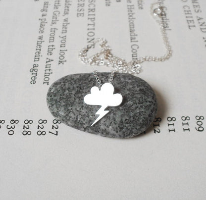 Lightning Cloud Necklace in Silver, Silver Lightning Cloud Necklace