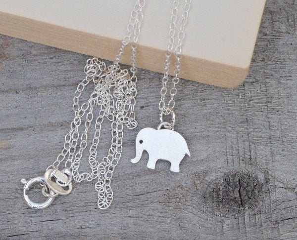 Elephant Necklace in Sterling Silver, Silver Animal Necklace