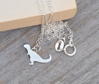 T-Rex Necklace in Sterling Silver, Silver Dinosaur Necklace, Tyrannosaurus Necklace