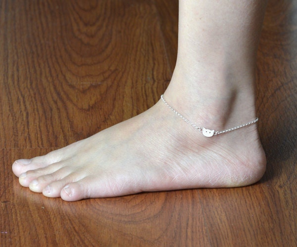Cat Bracelet, Cat Anklet in Solid Sterling Silver Handmade in England