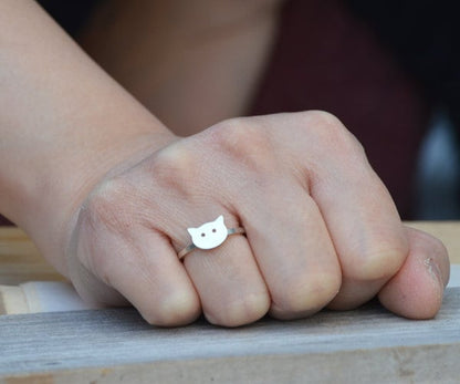 Cat Ring in Sterling Silver, Silver Kitten Ring